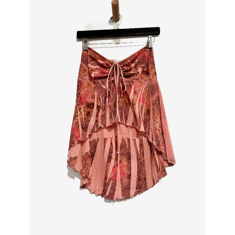Janette Y2K Pink Abstract Print Strapless Top Size Medium